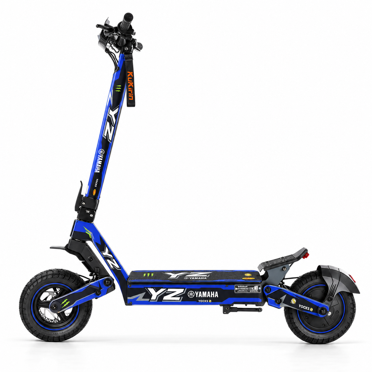 Yamaha Blue YZ graphics kit on G2 - illustrative mockup, scooter not included